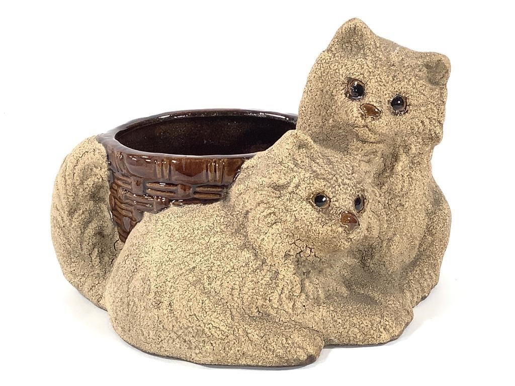 Royal Haeger Ceramic Planter, Kittens w Basket