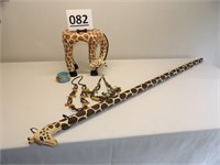 Giraffe Foot Stool, Walking Stick, Necklaces