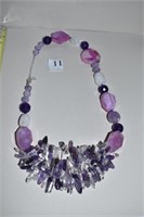 GLASS BEADED NECKLACE, MULTI COLOR, PINK, PURPLE
