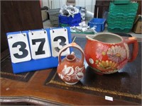 2 VINTAGE POTTERY PITCHERS