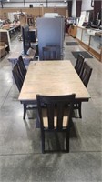 FARMHOUSE INDUSTRIAL DINING TABLE W/ 6 CHAIRS &