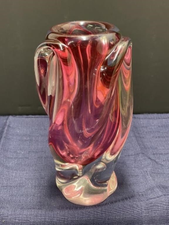 Twisted art glass vase vintage see last photo for