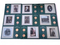 Eighteen Proof Lincoln Cent coins in display