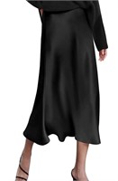(Size: M - Black) Zeagoo Womens Satin Skirts