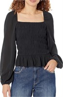 (Size: S - Black) The Drop Womens Wes Smocked