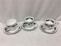 3 Vintage Tartan Teacups and Saucers