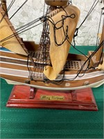 Vtg May Flower Wooden Ship