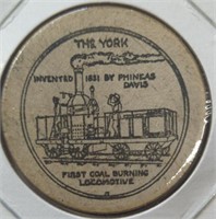 1969 wooden nickel first coal burning locomotive