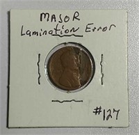 Lincoln Cent with major lamination error
