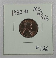 1932-D  Lincoln Cent   MS-63 R/B