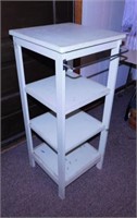 4 shelf painted storage unit w/ chrome towel bar,