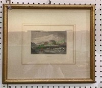 Vintage framed and matted print of Athens. Frame