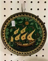 Small metal round hanging and cloisonné style