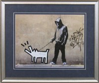 KEITH HARING DOG WALK BY GRAFFITI ARTIST BANKSY