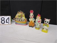 4 Vintage Carnival Prize Chalkware Figurines