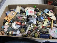 Large flat of old buttons and related.