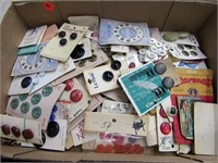 Flat of Antique Buttons on cards.