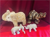 Vintage Elephant Figure Lot - Seashell Elephant