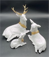 3 Piece Porcelain Christmas Deer Family Set