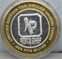Imperial Palace $10 silver gaming token.
