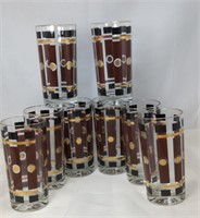 Mid Century Modern Gold, Brown & Black Highball