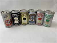 6 Worlds Fair Beer Unopened Cans Vintage