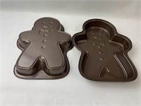 2 Wilton Gingerbread Men Cake Pans 14"x10 3/4"