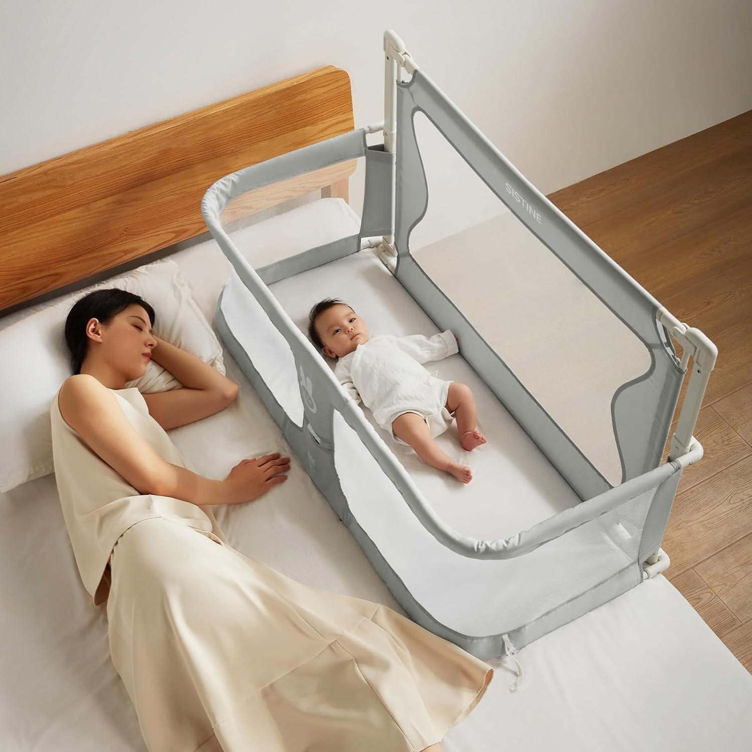 USED-SISTINE Baby Bedside Crib - Grey
