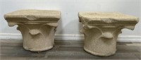 Pair of textured fiberglass column capitals
