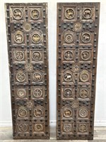 Antique carved wood temple wall plaques