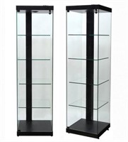 (2) MODERN LIGHTED STANDING GLASS DISPLAY CABINETS