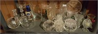 Clear glass bowls, candy dishes, vases