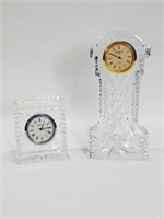Lot of 2 Waterford Crystal Paperweight Clocks