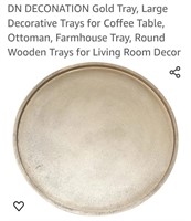 New 15" x 15" Round wooden decorative tray