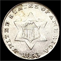 1853 Silver Three Cent CLOSELY UNCIRCULATED