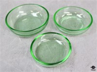 Vaseline Glass Nesting Bowls / 3 pc