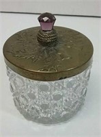 Vintage Metal Lidded Glass Jar - Thistle Top