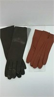 2 Unused Ladies Leather Gloves Made In Italy Size