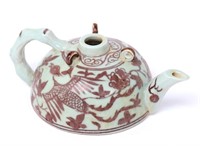 Lovely Chinese Red Underglaze Teapot Shaped Water