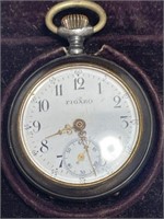 VINTAGE FIGARO POCKET WATCH WITH WOODEN CASE