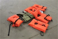 (5) Orange Unused Life Vests & (1) Life Jacket