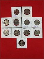 Eleven Susan B. Anthony Dollar Coins