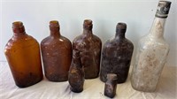 Vintage Brown and Clear Bottles