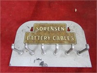 Metal sign. Sorensen Battery cable hooks/rack. 9"