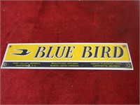 Metal sign. Blue bird bus emblem. 15" by 3.5"