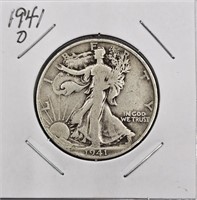 1941 D Walking Liberty U.S. Silver Half Dollar