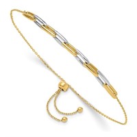 14 Kt- Two-tone Fancy Link Adjustable Bracelet