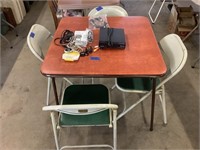 Folding table and chairs, camera, Dvd player