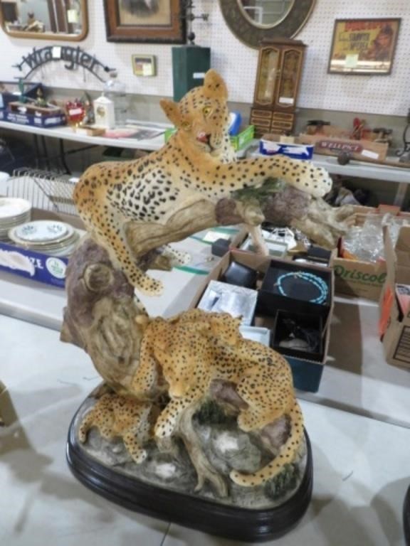 RESIN LEOPARDS ON STAND