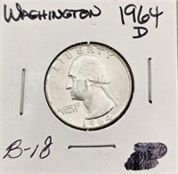 1964 D Silver Washington Quarter